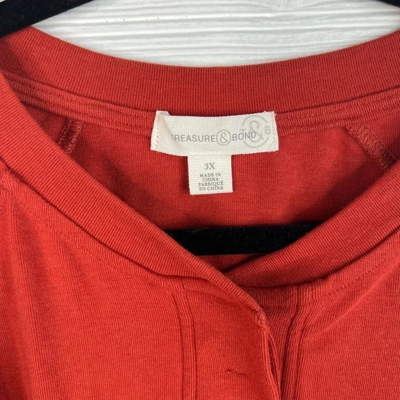Treasure & Bond Long Sleeve Cropped Henley Top New Size 3X - Picture 5 of 13